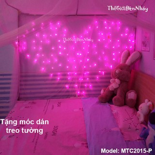 Đèn LED Mành Hình Trái Tim Màu Hồng - Thế Giới Đèn Nháy