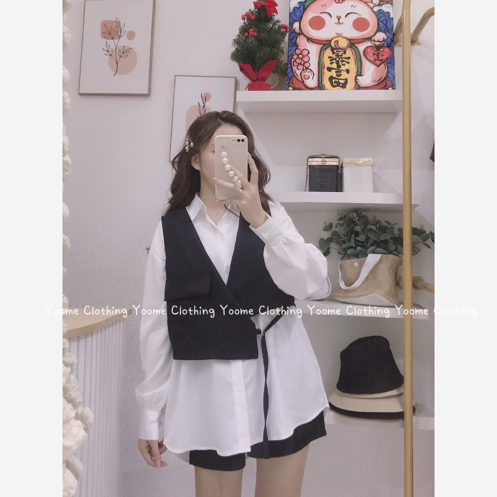 Set gile kèm sơ mi giấu quần chất kate có thể tách rời cho nữ Yoome Clothing ( ảnh thật tại shop )