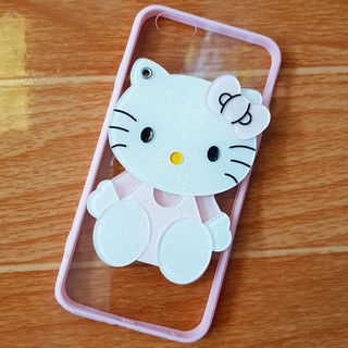 Ốp lưng iphone 6 / 6s viền dẻo hình nổi kitty gương cao cấp
