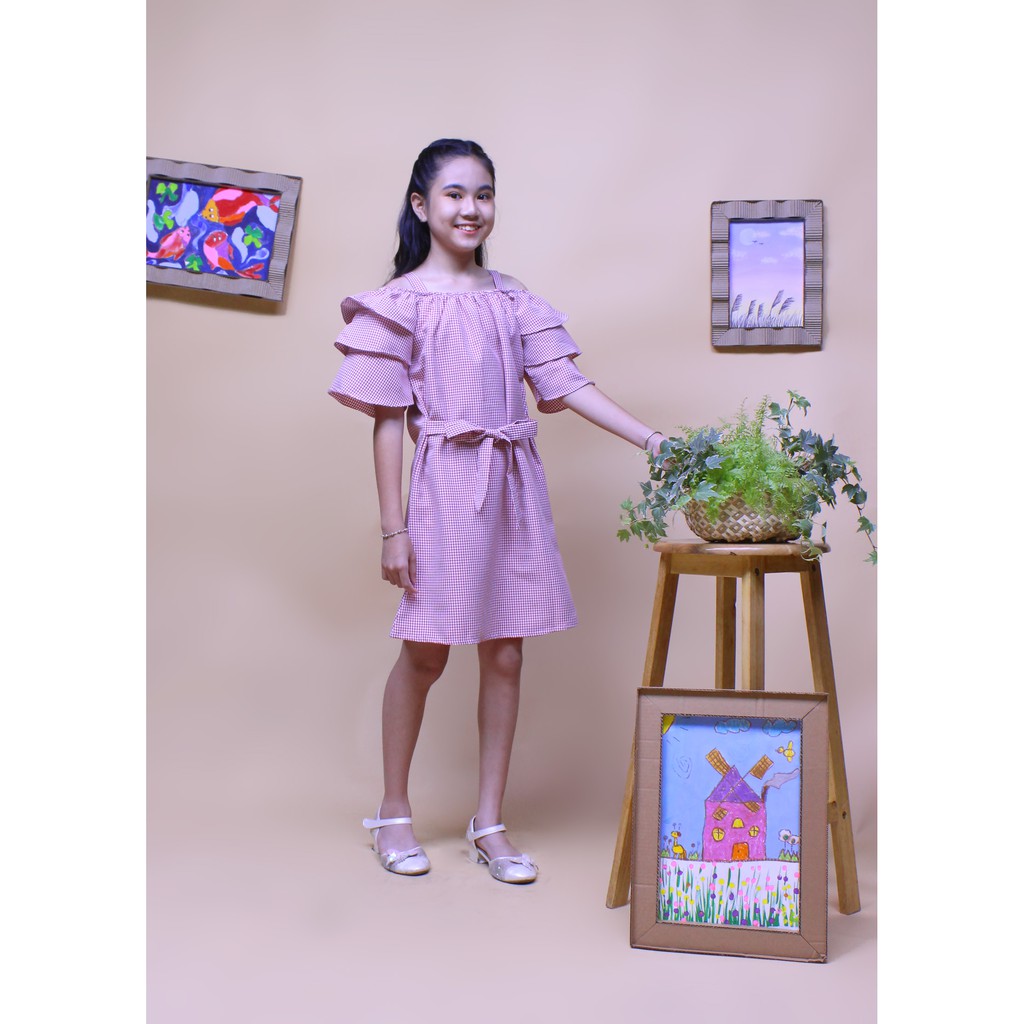 Đầm hai dây rớt vai tay phồng dễ thương cho bé gái, chất liệu cotton mềm mại, mát mẻ, thoáng mát mồ hồ tphcm- Jadiny