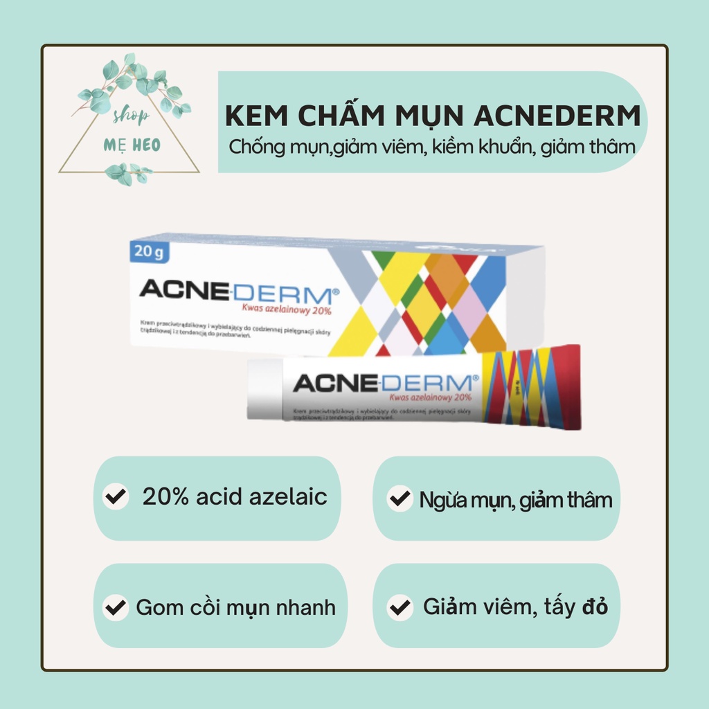 Acne derm, Kem giảm mụn và thâm nám với acid azelaic 20% tác dụng tương tự Skinoren 20g