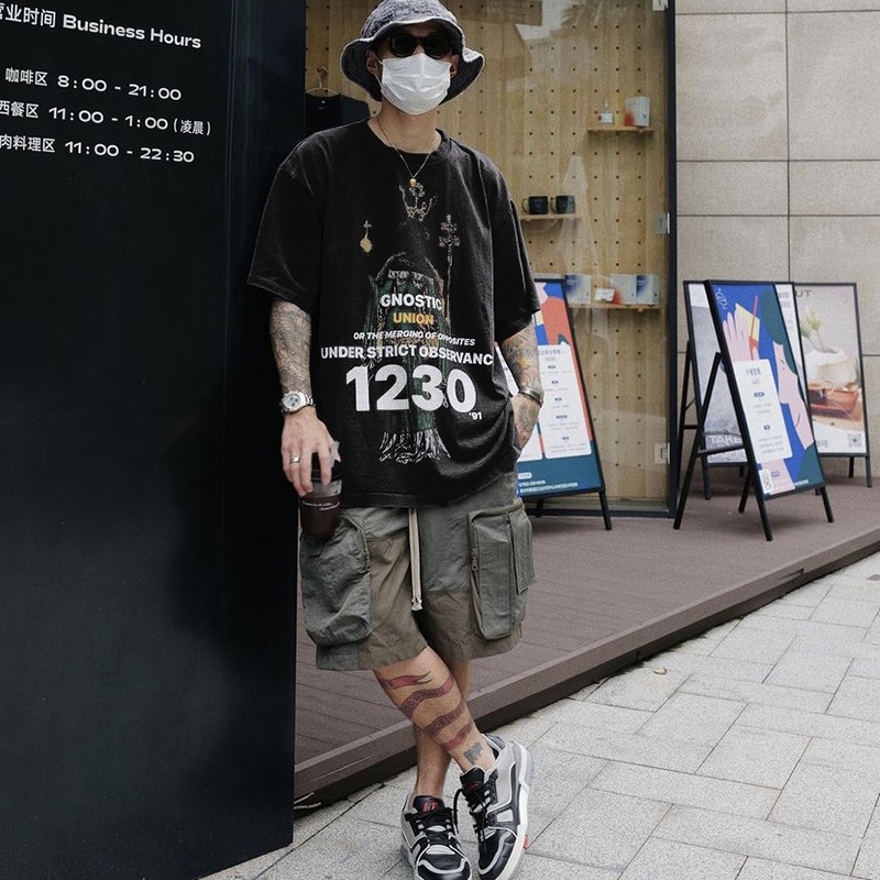 RRR123 x UNION Joint FOG Anniversary Limited Religious Queen Vintage Washed Dirty Loose Short Sleeves