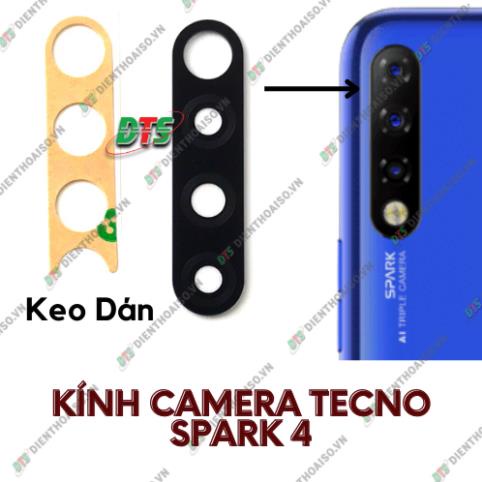 Kính camera tecno Spark 4 kèm keo dán