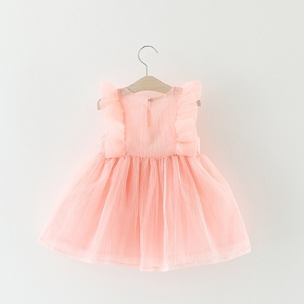 Đầm Công Chúa Không Tay Phối Lưới Đính Nơ Dễ Thương Phong Cách Hàn Quốc Thời Trang Mùa Hè Cho Bé Gái