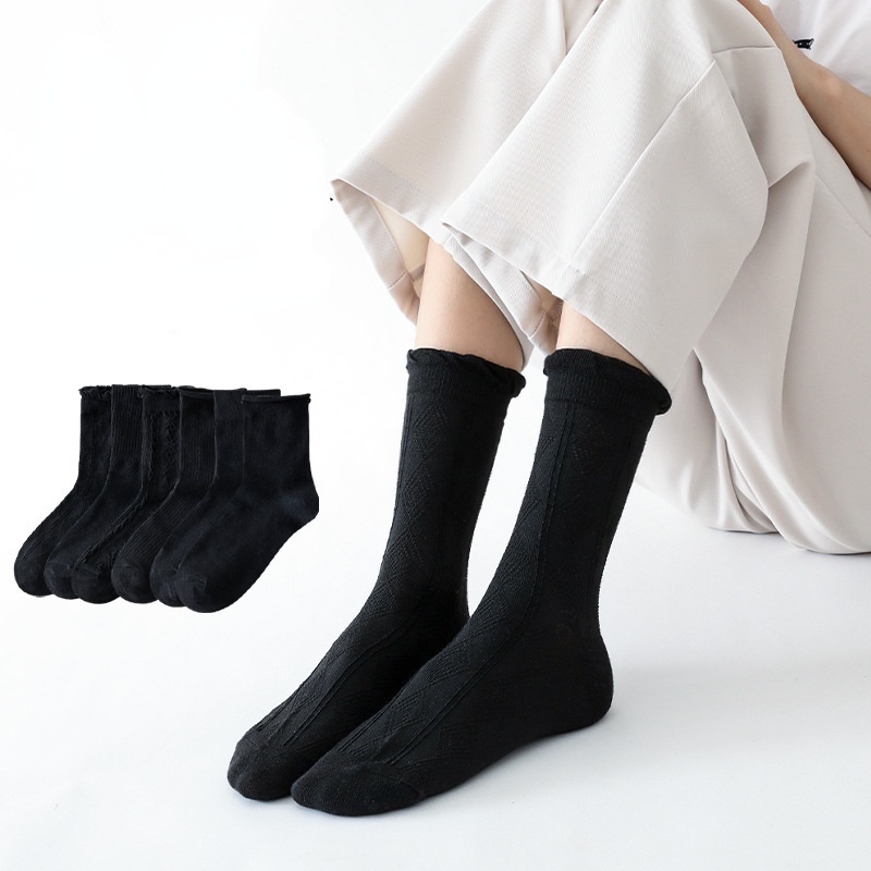 Vớ cổ cao màu trắng trơn phong cách lolita Hàn Quốc vintage thời trang dành cho nữ yrshop