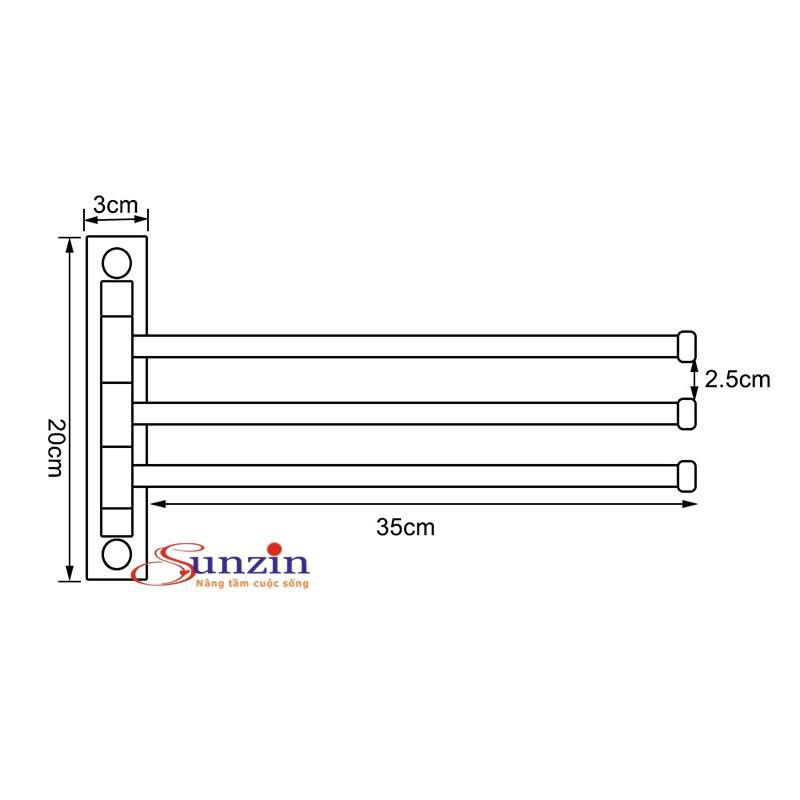 Vắt khăn 3 chạc Sunzin, chất liệu inox 304