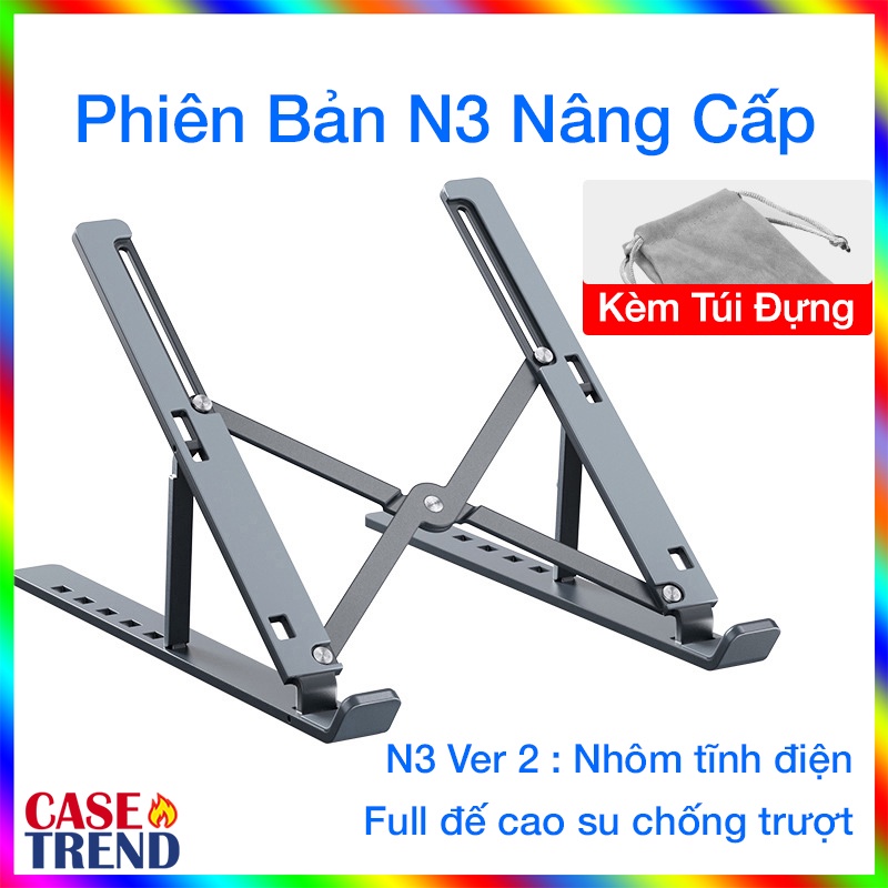 Giá Đỡ Laptop Macbook iPad Nhôm Để Bàn Giúp Tản Nhiệt - Kệ Tùy Chỉnh Độ Cao 6 Nấc - Đế Cao Su Chính Hãng MC