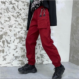 Quần jogger đỏ đô kèm xích & túi hộp cực chất Hàng used
