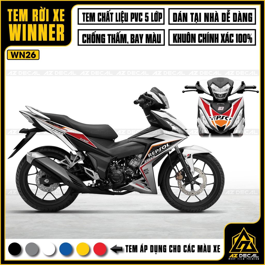 Tem Winner 150 Mẫu REPSOL | WN26 | Tem Rời Dán Xe Winner V1 Cao Cấp - Đa Dạng Màu Sắc