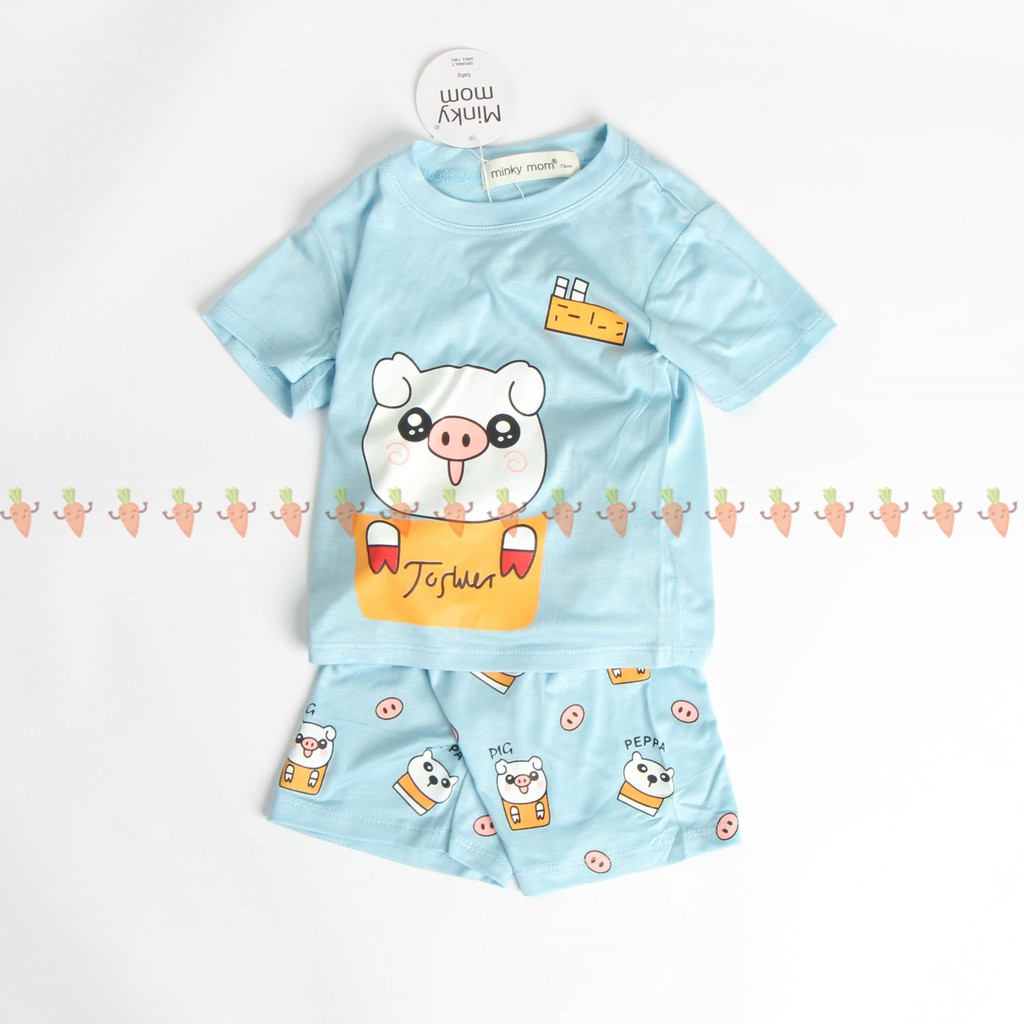 [SALE] Bộ Cộc Tay Cho Bé Trai, Bé Gái Minky Mom Vải Thun Lạnh Họa Tiết Baby Shark, Đồ Bộ Cho Bé Mặc Hè MKM2118