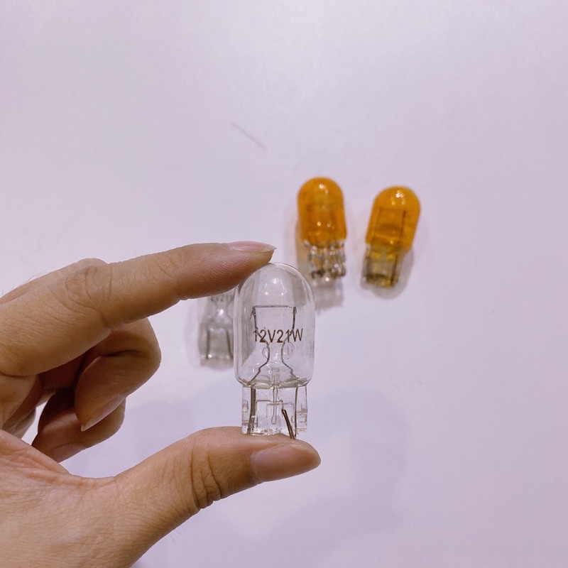 Cặp bóng đèn xi nhan cho xe SH VIỆT chân dẹp, bóng thuỷ tinh Halogen dây tóc 12V ánh sáng vàng & cam