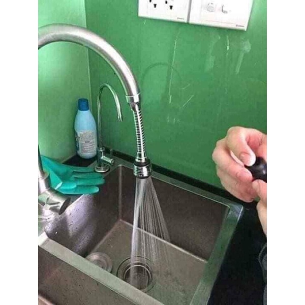 Đầu vòi inox Turbo flex nối vòi rửa bát xoay 360 độ