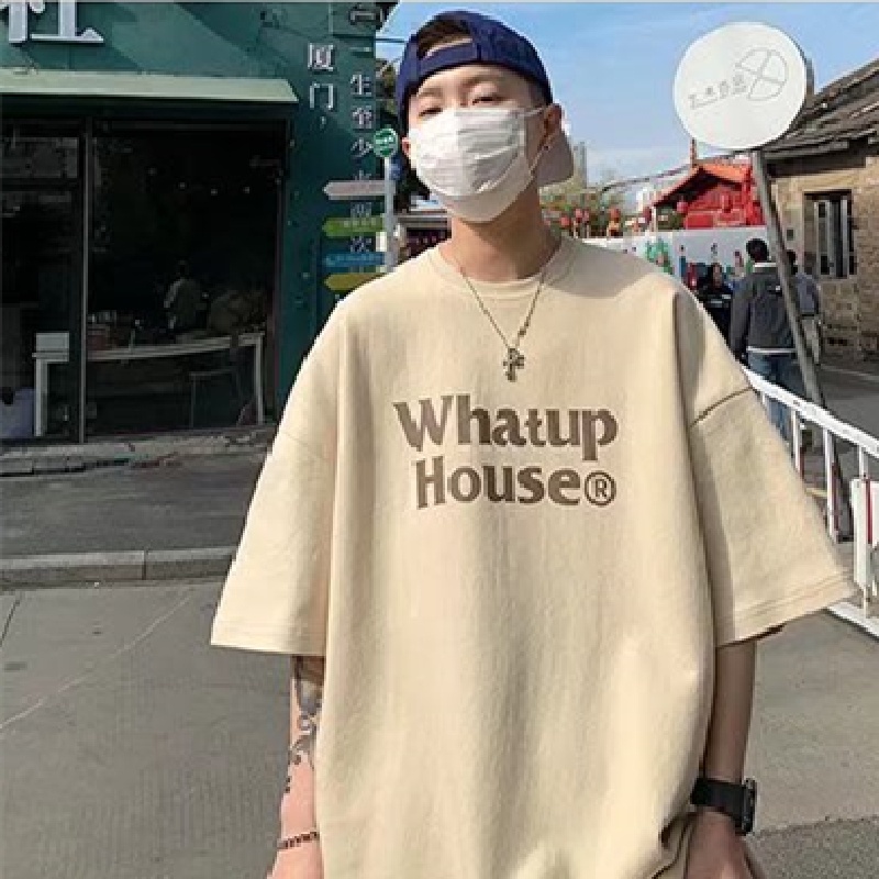 Áo Thun Tay Ngắn Dáng Rộng In Chữ Thời Trang Mùa Hè Phong Cách Hàn Quốc Cho Nam Size M-5XL