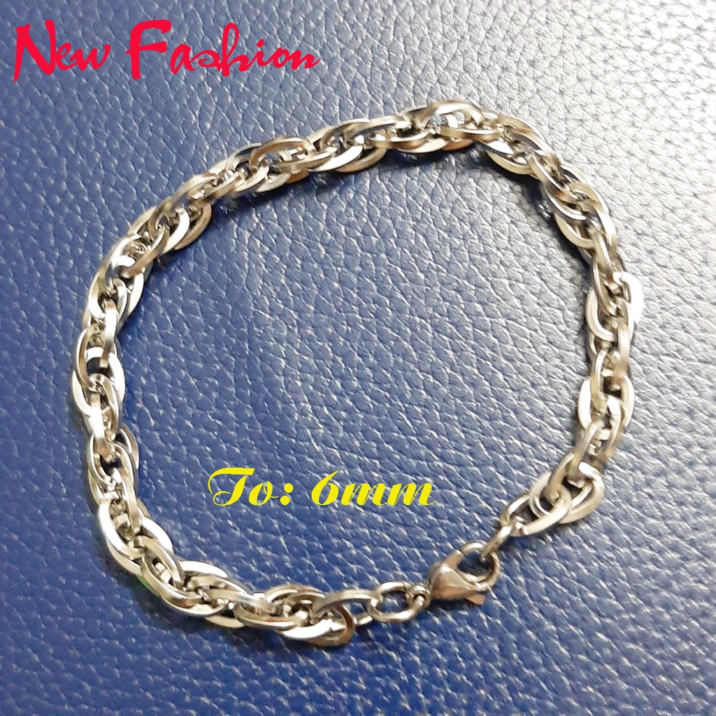 Lắc tay nam inox cao cấp kiểu khoen lồng xoắn 6mm trắng sáng, không đen - Thể hiện đẳng cấp phái mạnh