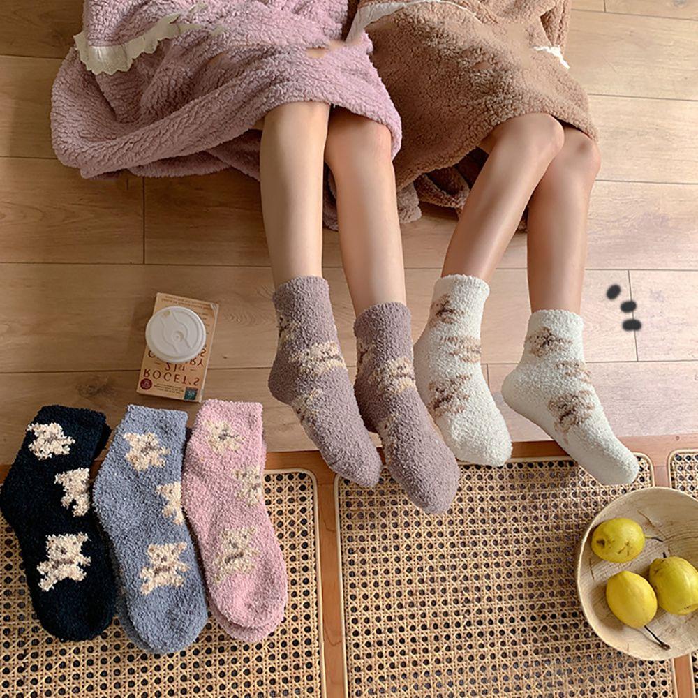 AROMA Vớ Ngủ Dày Dặn Họa Tiết Gấu Dễ Thương Cho Nữ