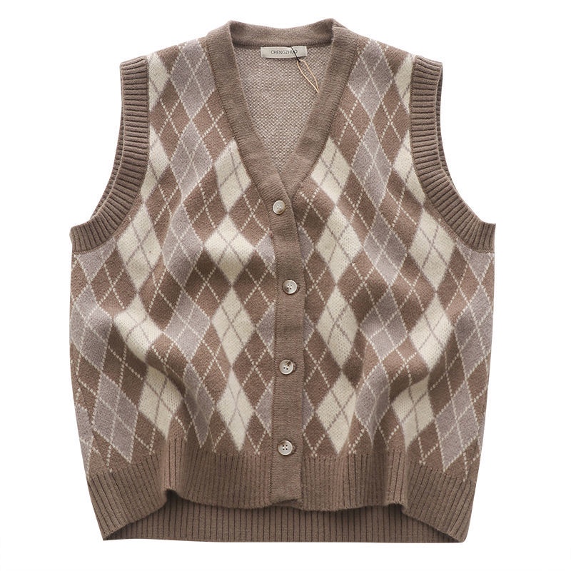 Áo Gile Len S-3XL bigsize ​vintage cao cấp Kẻ Sọc Caro rộng mặc ngoài Forgirl