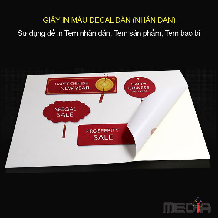 Giấy In Nhãn Dán (Decal) Media 1 Mặt Bóng A3 135gsm 50 Tờ