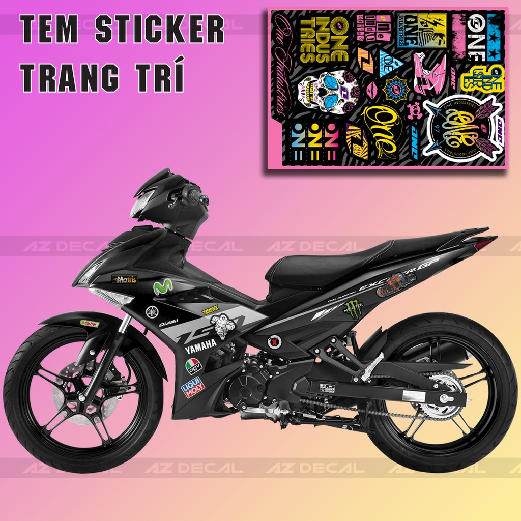 Set Sticker Dán Xe Chủ Đề One Indus Tries 01 | Trang Trí Xe Máy, Xe Điện, Nón Bảo Hiểm, Laptop, Điện Thoại