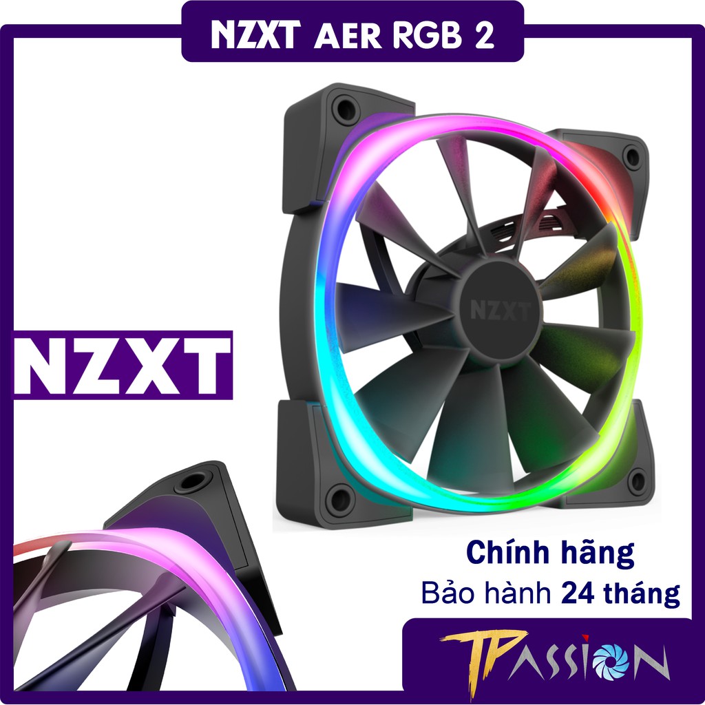 Quạt Tản Nhiệt Fancase NZXT AER RGB 2 120mm 140mm - Chính hãng BH 24 tháng, digital LED Rainbow thumbnail