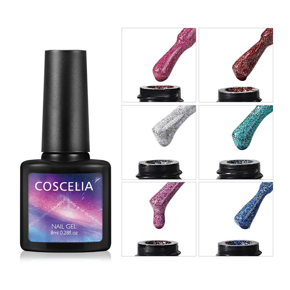 [Hàng mới về] Lọ Nước Sơn Móng Tay Kim Tuyến 6 Màu Tùy Chọn 8ml