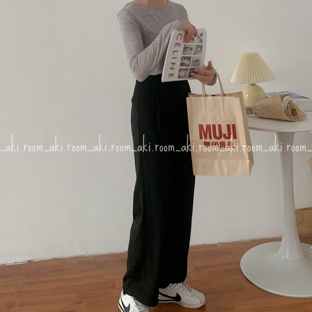 Quần suông trơn mượt cạp phẳng hai cúc nhỏ chất dày đẹp 231