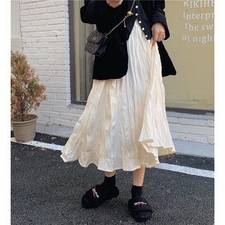 Chân váy nữ midiskirt dập nhăn order taobao