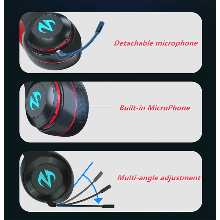 Tai Nghe Chụp Tai zzz Không Dây Bluetooth 5.0 Chống Ồn Dùng Để Chơi Game