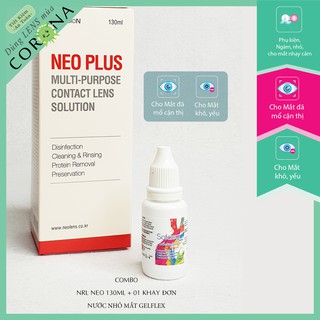 [Tặng Khay] Combo ngâm + nhỏ lens cao cấp cho mắt khô, yếu, mắt đã mổ cận thị - Gelflex + NEO 130ml
