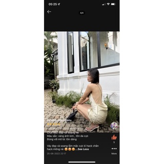 Đầm lụa dây rút mặc nhiều kiểu cổ đổ hở lưng Linari D9