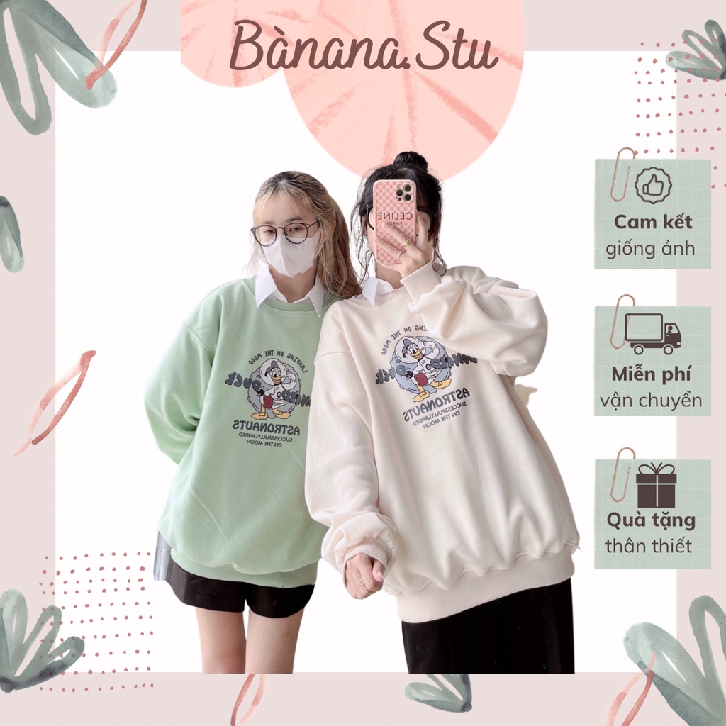 Áo sweater nỉ bông tay phồng, hoodie Bànana form rộng unisex đứng form chất dày dặn hàng đẹp