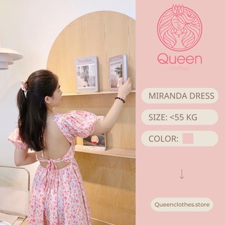 Đầm babydoll QUEEN tay phồng, hở lưng, cột nơ phía sau, chất cotton họa tiết hoa, thoáng mát siêu xinh - MIRANDA DRESS Q