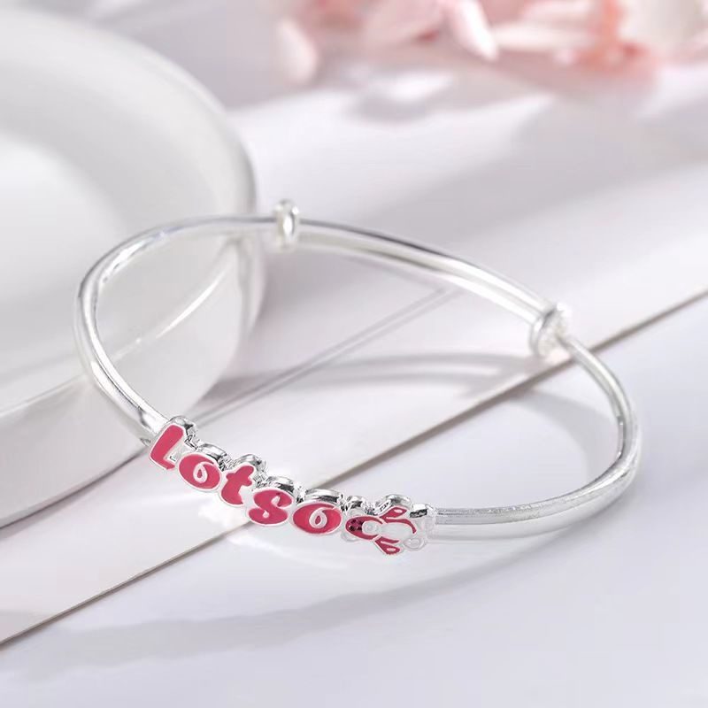 Vòng Tay Bạc Sterling Họa Tiết Gấu Dâu Hoạt Hình Đơn Giản Cho Nữ