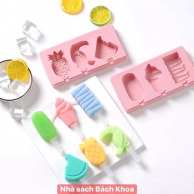 Khuôn kem silicon nhiều hình siêu cute ( tặng kèm 50 que gỗ)