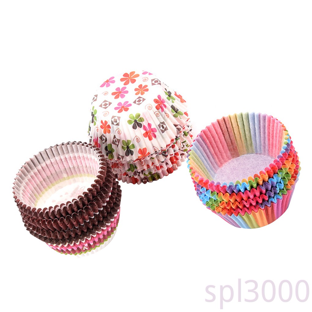 Set 100 Cốc Giấy Làm Bánh Cupcake Chống Dính Dầu Tiện Dụng