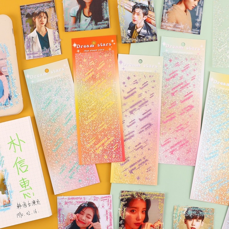 Sticker Hình dán sao băng lấp lánh trang trí Toploader