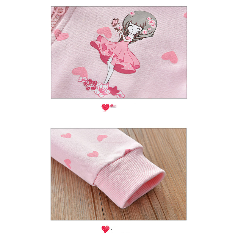 Áo khoác thời trang có mũ trùm đầu tay dài in hình trái tim đáng yêu dành cho bé gái 1-10 tuổi