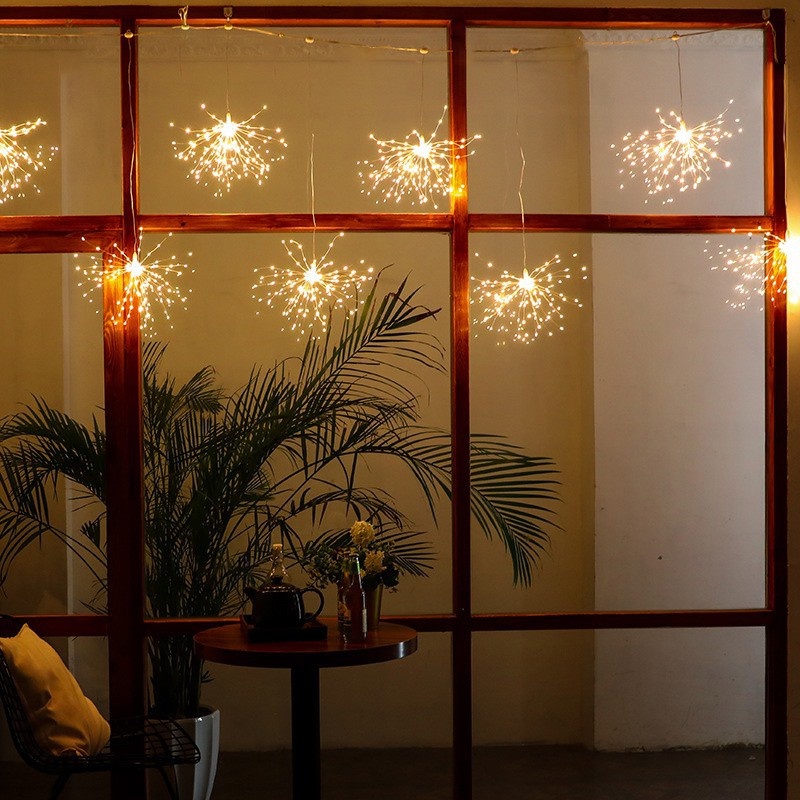 Dây Đèn Led Trang Trí  Chùm Pháo Hoa Siêu Đẹp - 8 Hiệu Ứng Nháy, Trang Trí Gia Đình, Quán Cafe, Nhà Hàng, sân vườn