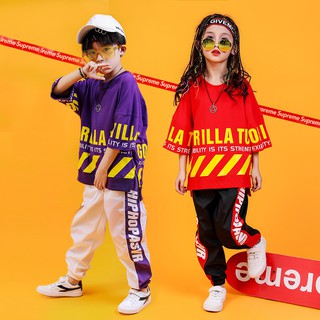 🌟 Bộ Quần Áo Biểu Diễn Dáng Rộng Phong Cách hiphop Cá Tính Cho Bé Gái