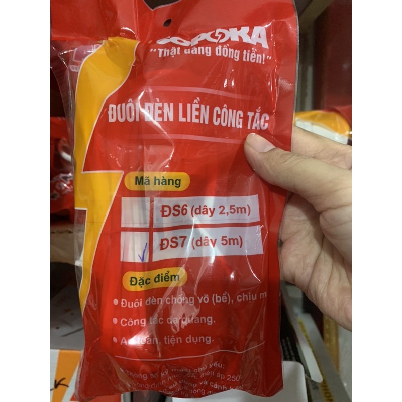 Bộ dây đui đèn liền công tắc nhót dài 5m ĐS7 SOPOKA