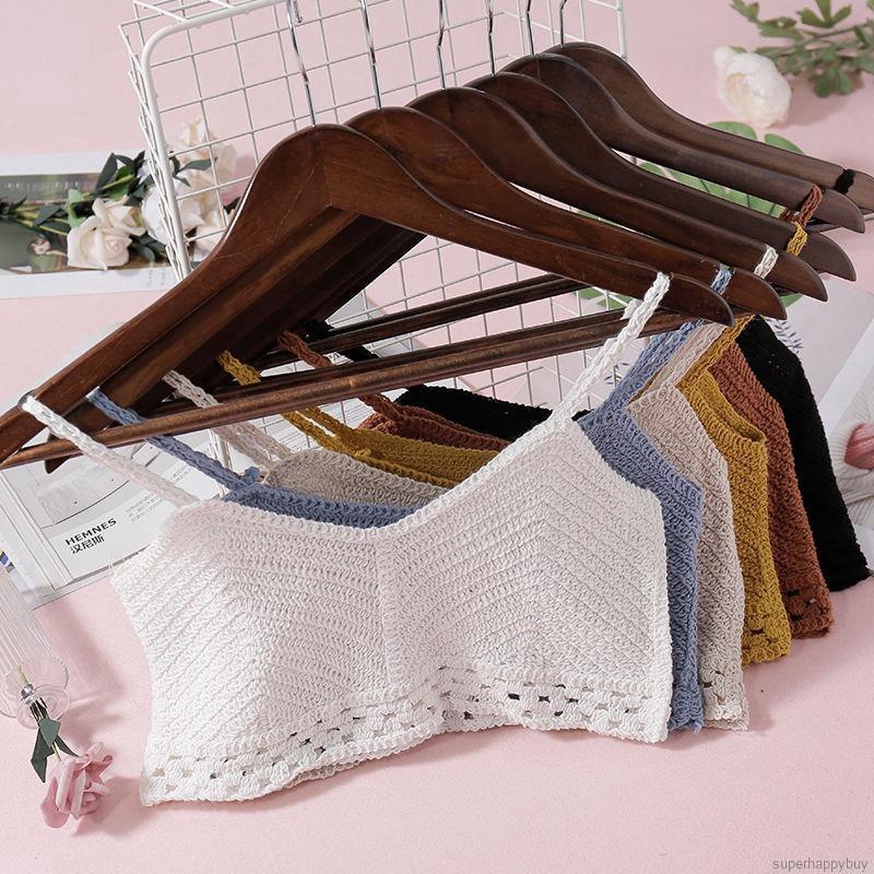 Áo croptop dệt kim handmade gợi cảm thời trang đi biển cho nữ