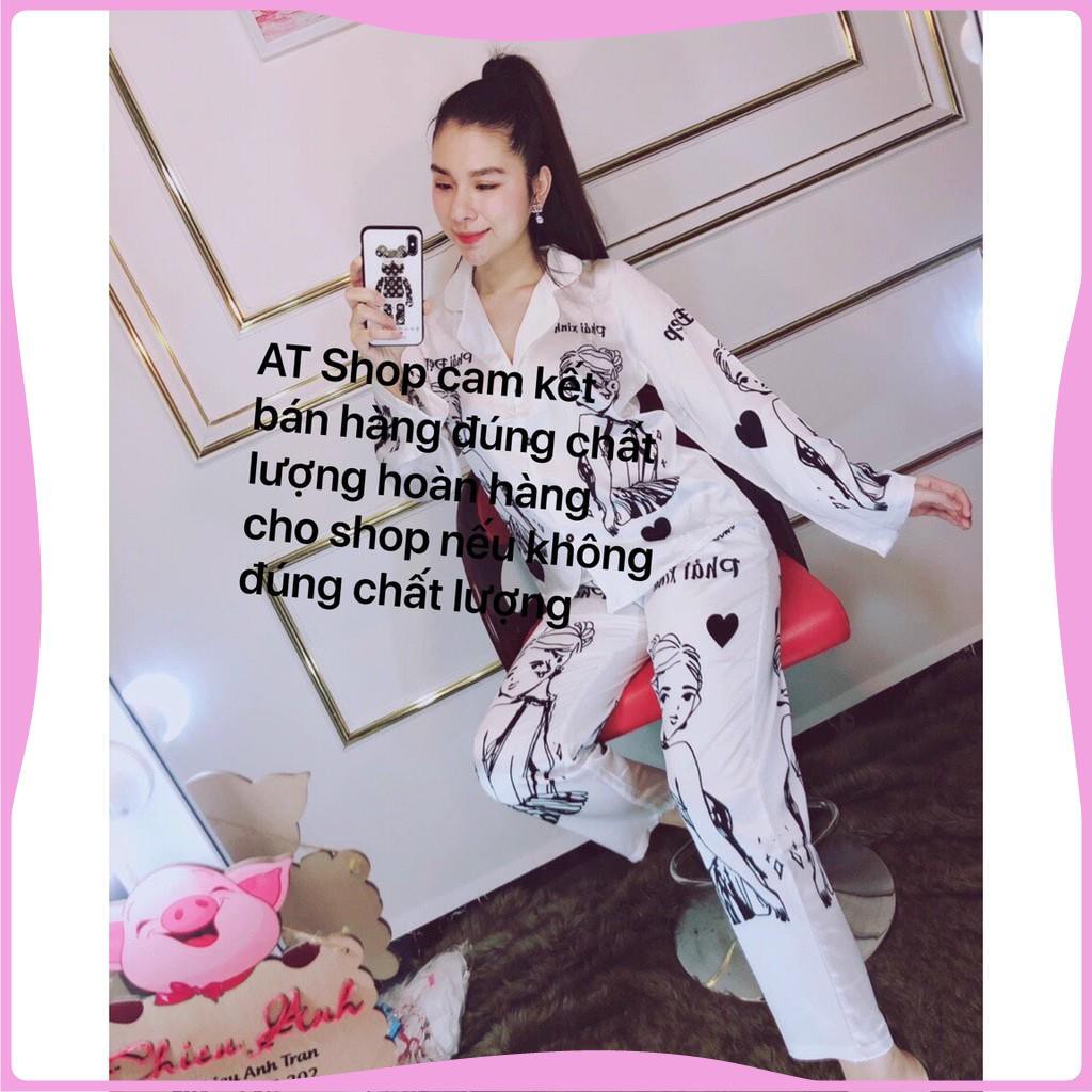 Bộ Ngủ Thu Đông Pijama Dài Tay Mặc Nhà Lụa Satin Cao Mềm Mịn | BigBuy360 - bigbuy360.vn