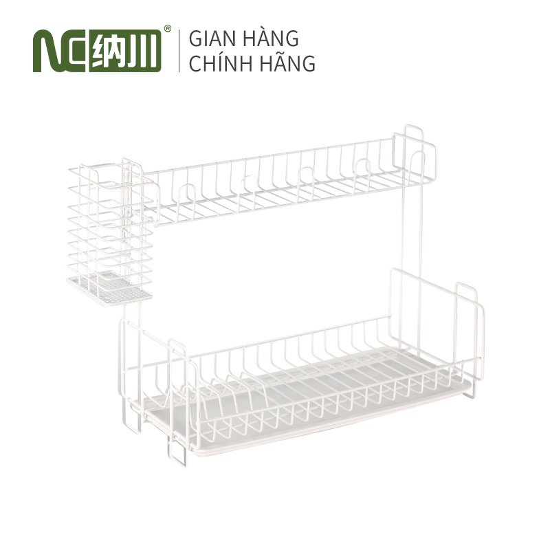Giá đựng bộ đồ ăn trắng mới giá để bát đĩa đa năng có khay róc nước Giá đựng bộ đồ ăn thoát nước nhà bếp NaChuan