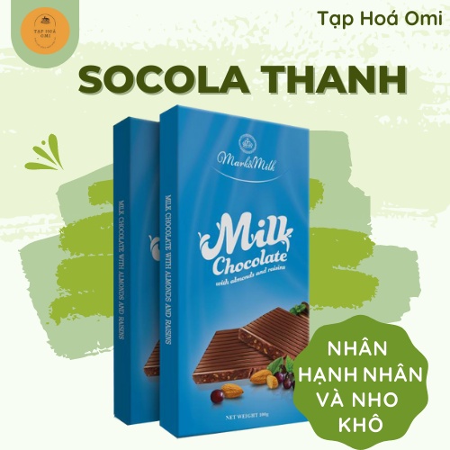 Socola nhân hạnh nhân và nho khô thanh 100g