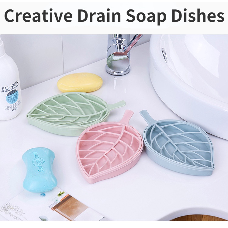 Khay Đựng Xà Phòng Hình Chiếc Lá Hai Tầng Bằng Nhựa