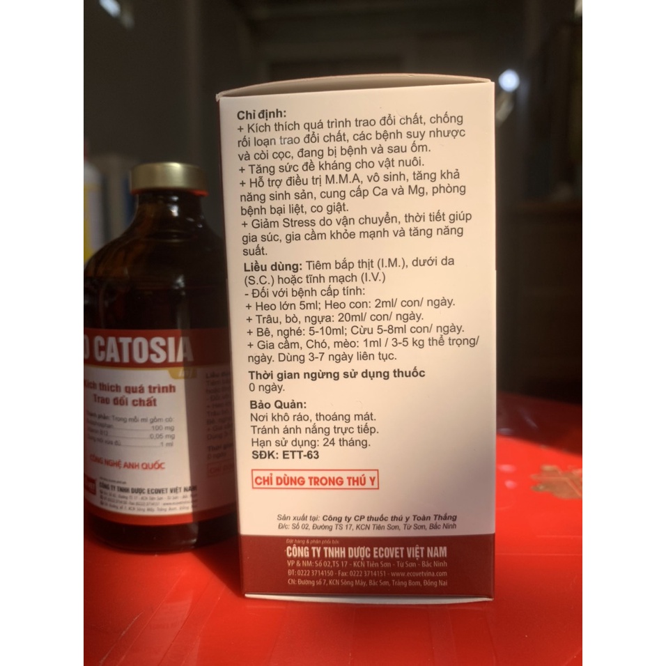 ECO CATOSIA inj 100ml Kích Thích Quá Trình Trao Đổi Chất. Catosal Chống Còi, Tăng Đề Kháng, Bại Liệt, Co Giật, Stress...