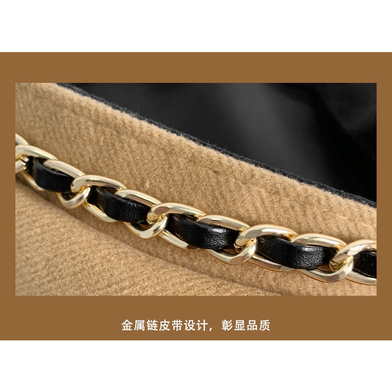 Mũ Beret Len Phối Dây Xích In Chữ B Kiểu Hàn Quốc Thời Trang Xuân Thu Dễ Phối Đồ