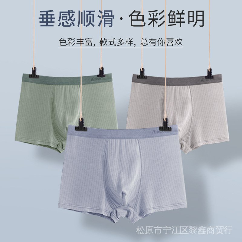 ✨Theo Dõi✨Chất Lượng Cao✈Quần Lót Boxer Vải Lụa Cotton Thoáng Khí Có Túi Hình Chữ U Thời Trang Cao Cấp Cho Nam