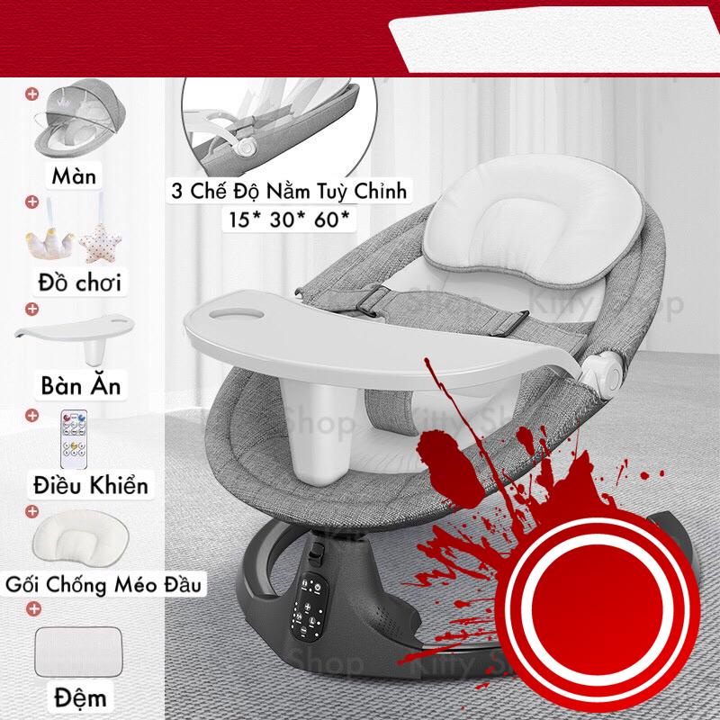 Nôi Điện Ru Ngủ Thông Minh 3 Trong 1 Tích Hợp Bàn Ăn 3 Chế Độ Nghiêng Tuỳ Chỉnh