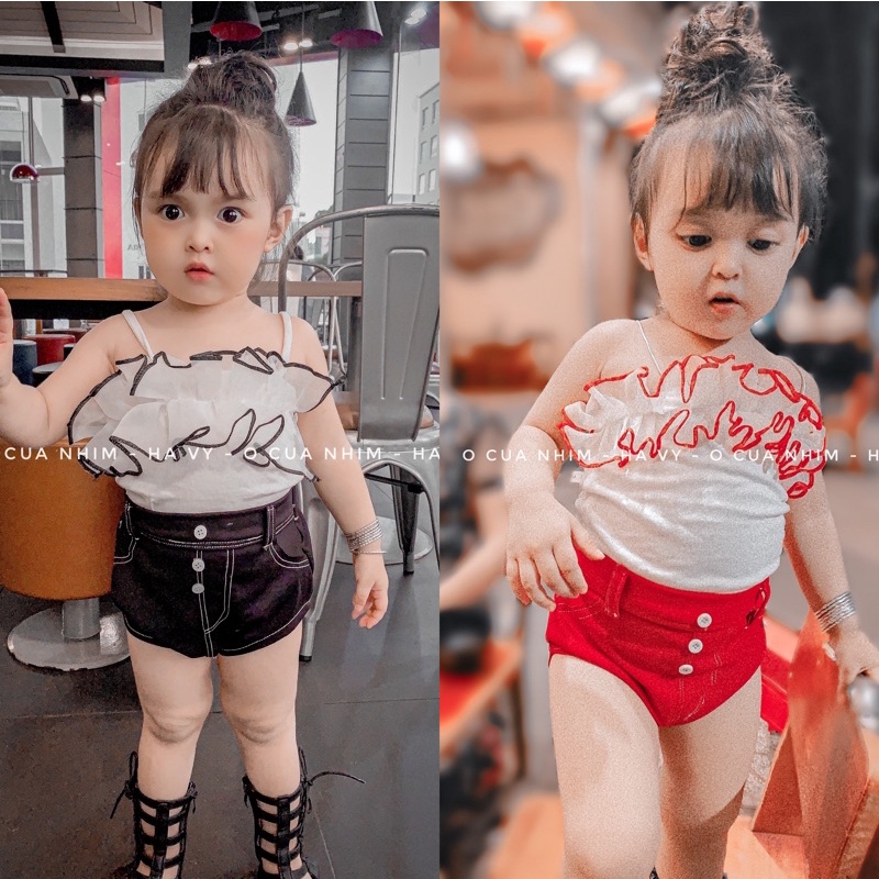 Set áo 2 dây bèo phối quần sexy cho bé ❤️