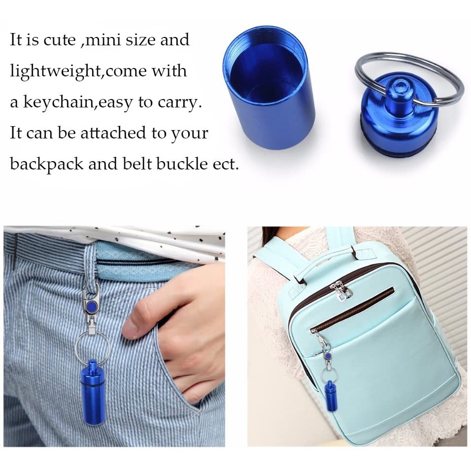 Hộp Đựng Thuốc Mini Bằng Hợp Kim Nhôm Chống Thấm Nước Kèm Móc Khóa Tiện Dụng